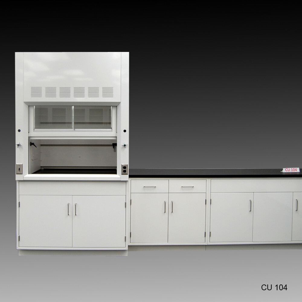 Fisher American 4' Fume Hood w/ General Storage & 10' Laboratory Cabinets E2-327
