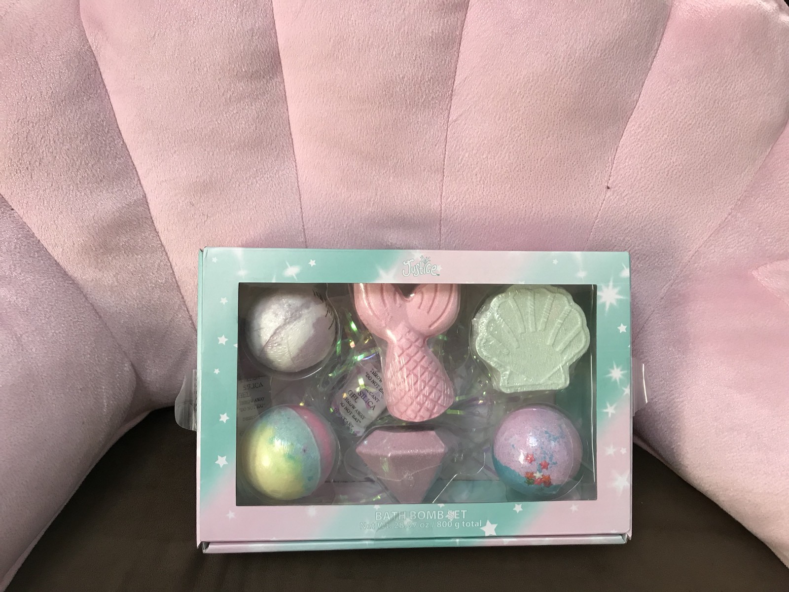 JUSTICE BATH BOMBS MERMAID SHIMMER GLITTER EMOJIS SET OF 6 SCENTED!!