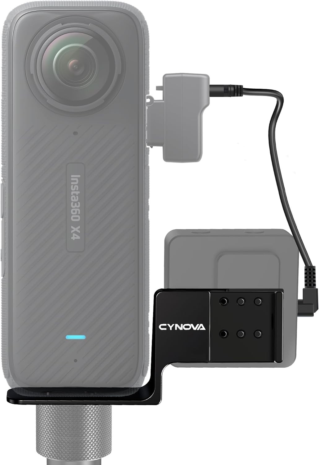 CYNOVA Cold Shoe for Insta360 X4 Accessories, Invisible Mic Bracket Black