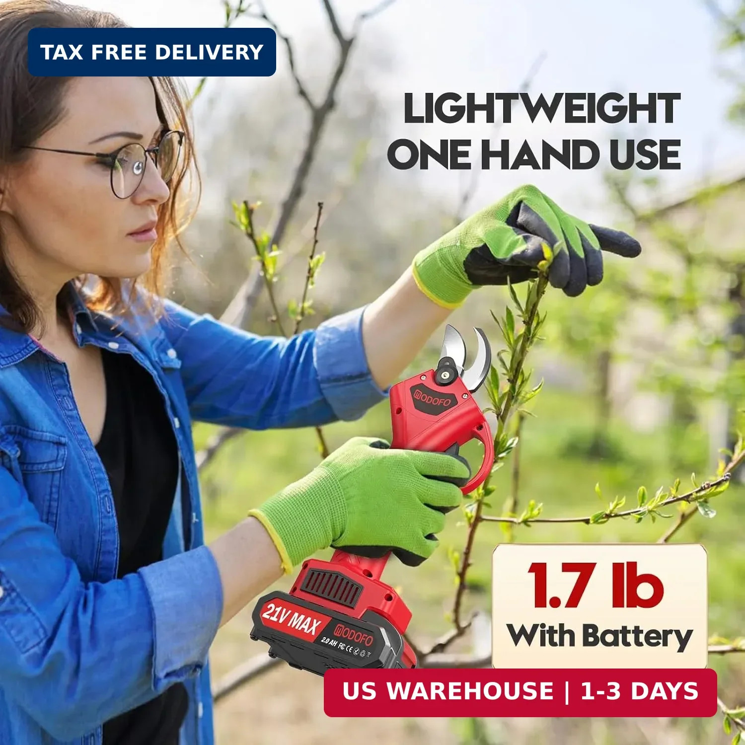 Electric Pruning Shears, Upgraded 1.4'' Cutting Diameter Powerful Brushless