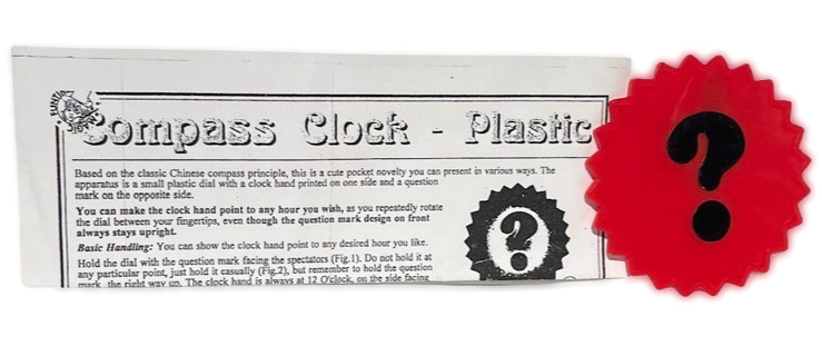 1 COMPASS CLOCK Close Up Pocket Magic Trick RED Plastic ? Mark Disc Dial Puzzle