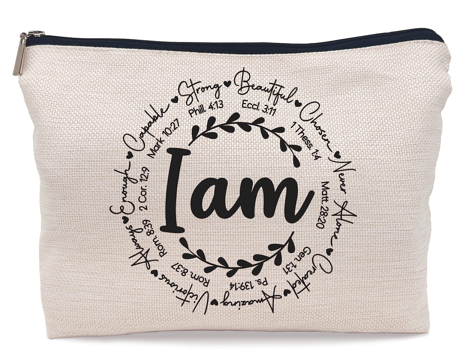 Inspirational Christian I am Bible Verses Self Affirmations Makeup Bag Cosmet...