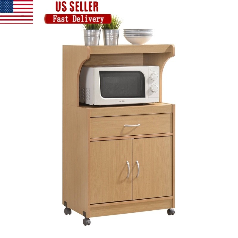 Microwave Cart W/ Storage Drawers Rolling Kitchen Utility Cart Small Appliances