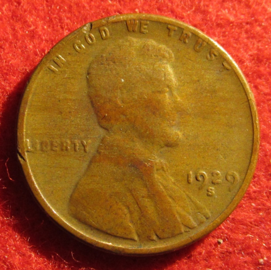 1929 S Lincoln Wheat Cent/Penny - F Fine to VF Very Fine - Actual Coin B1344