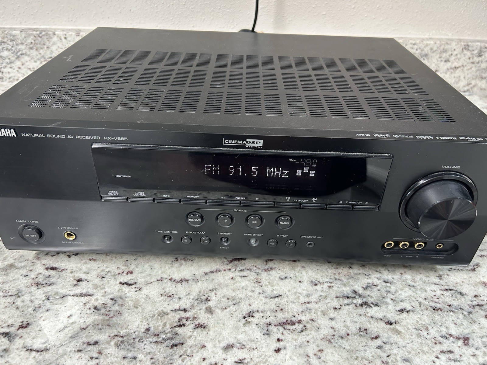 Yamaha RX-V665 7.1 A/V Receiver HDMI Dolby TrueHD Dolby Digital AM/FM Black