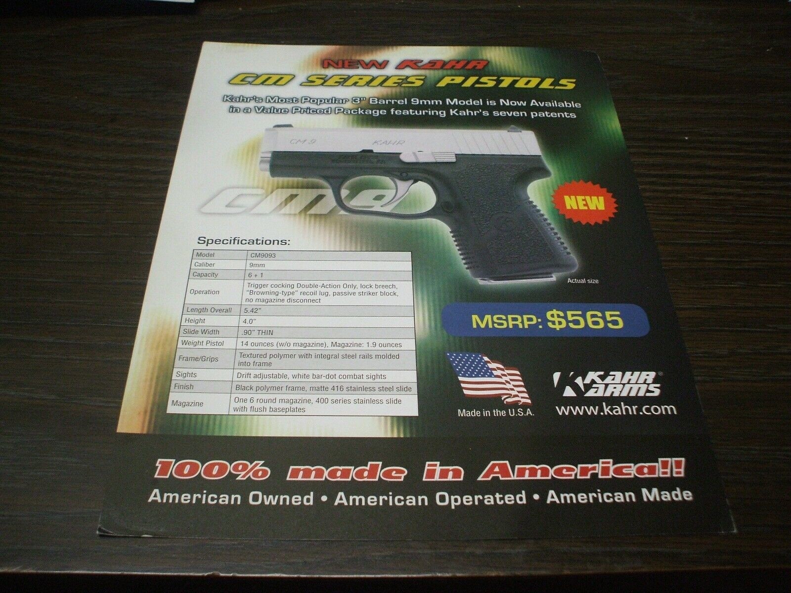 UNDATED KAHR ARMS CM Series Pistol Brochure