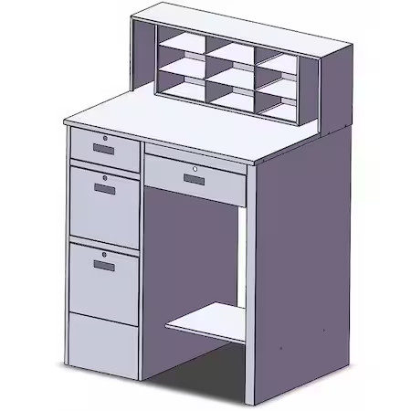 Stationary File Workstation, 39" Wx55" H,  453J53