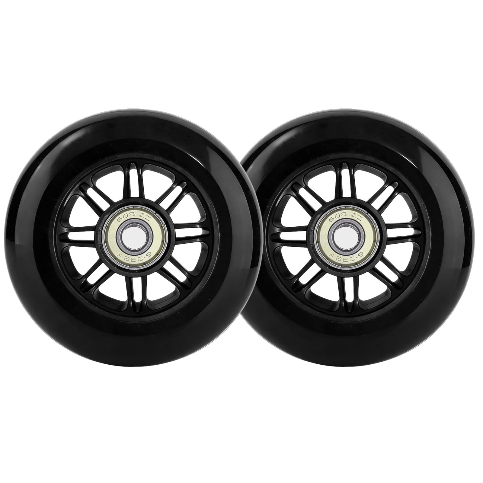 Replacement 100mm Kick Scooter Wheels - High-Speed Bearings, Durable PU Pair