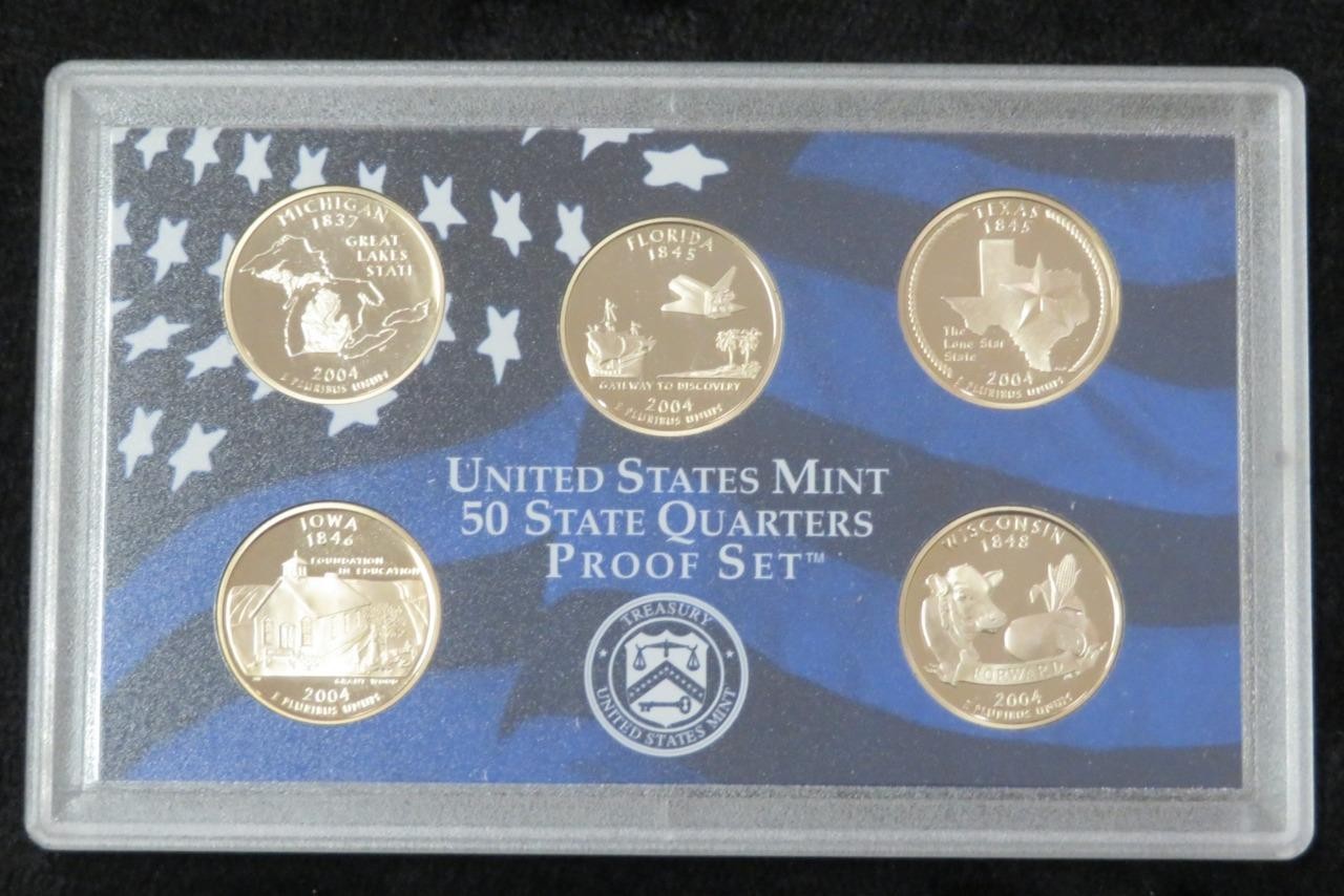 2004-S United States Mint Proof Quarter Set * Proof * 5 Coins * Box & COA