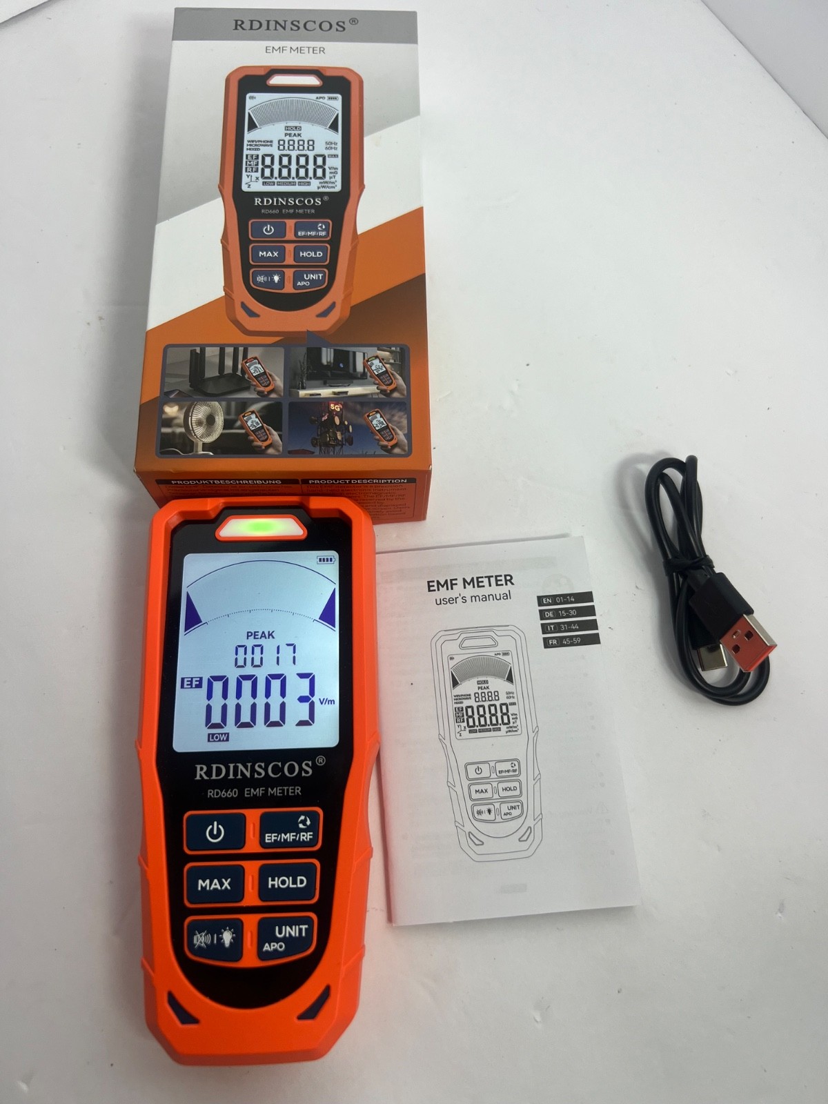 EMF Meter Emf Detector 3 in 1 - Detects Magnetic, Electric, and Radio Frequency