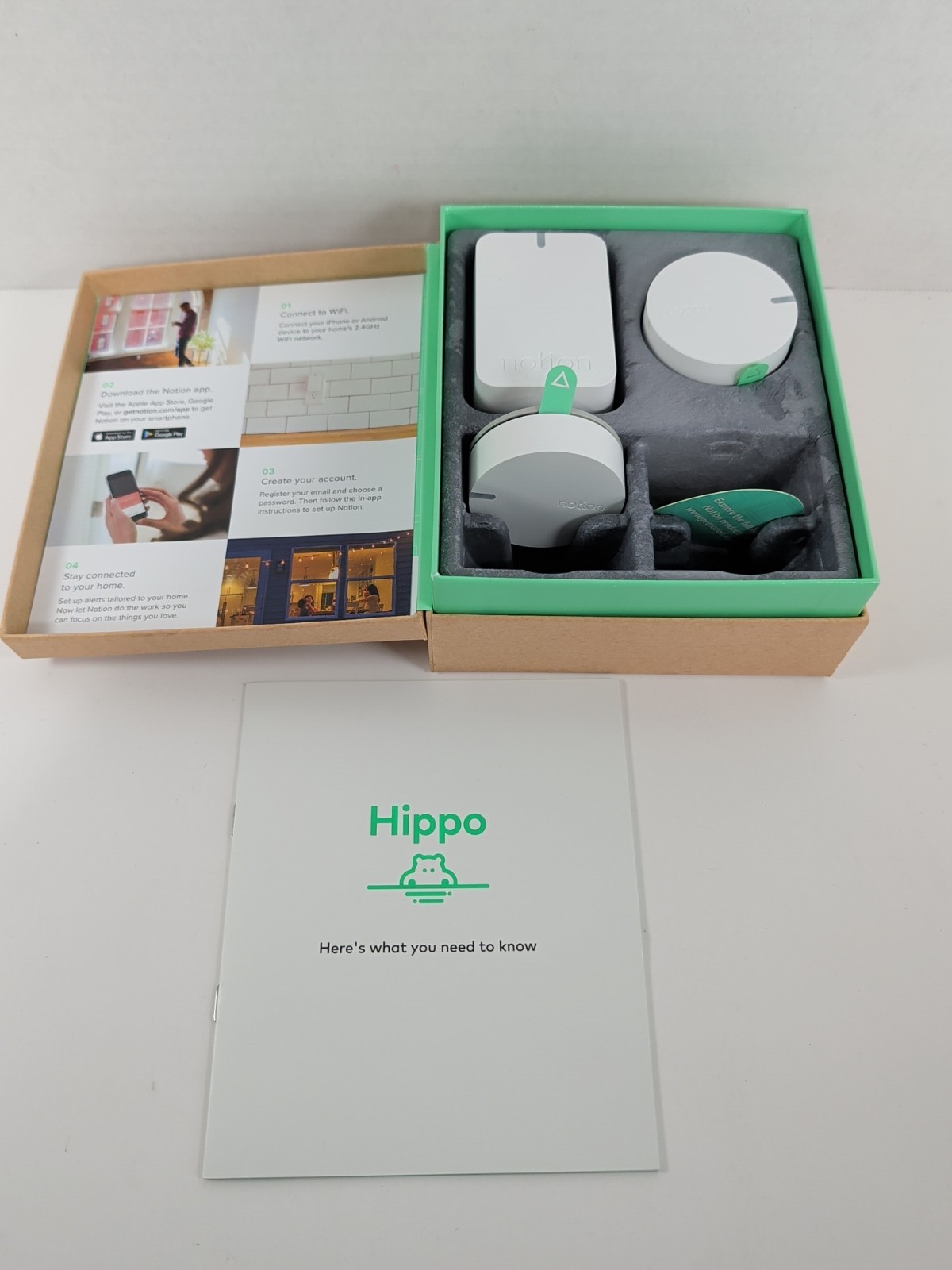 New Open Hippo Notion Smart Home Monitoring System Includes 2 Sensors & 1 Bridge
