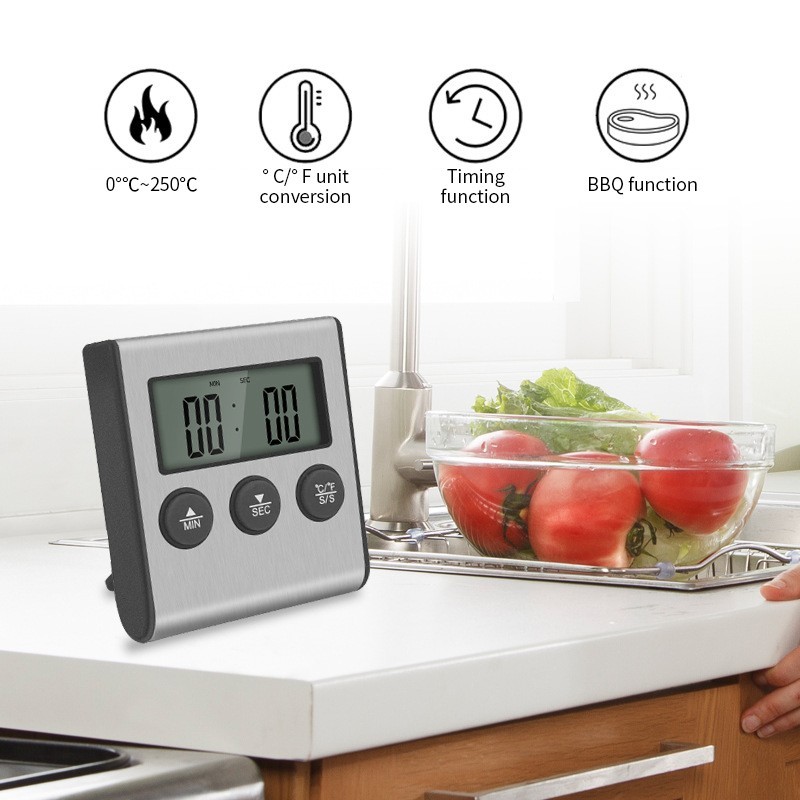 Remote Kitchen Digital Cooking Thermometer Probe Meat Food Temperature w/Timer