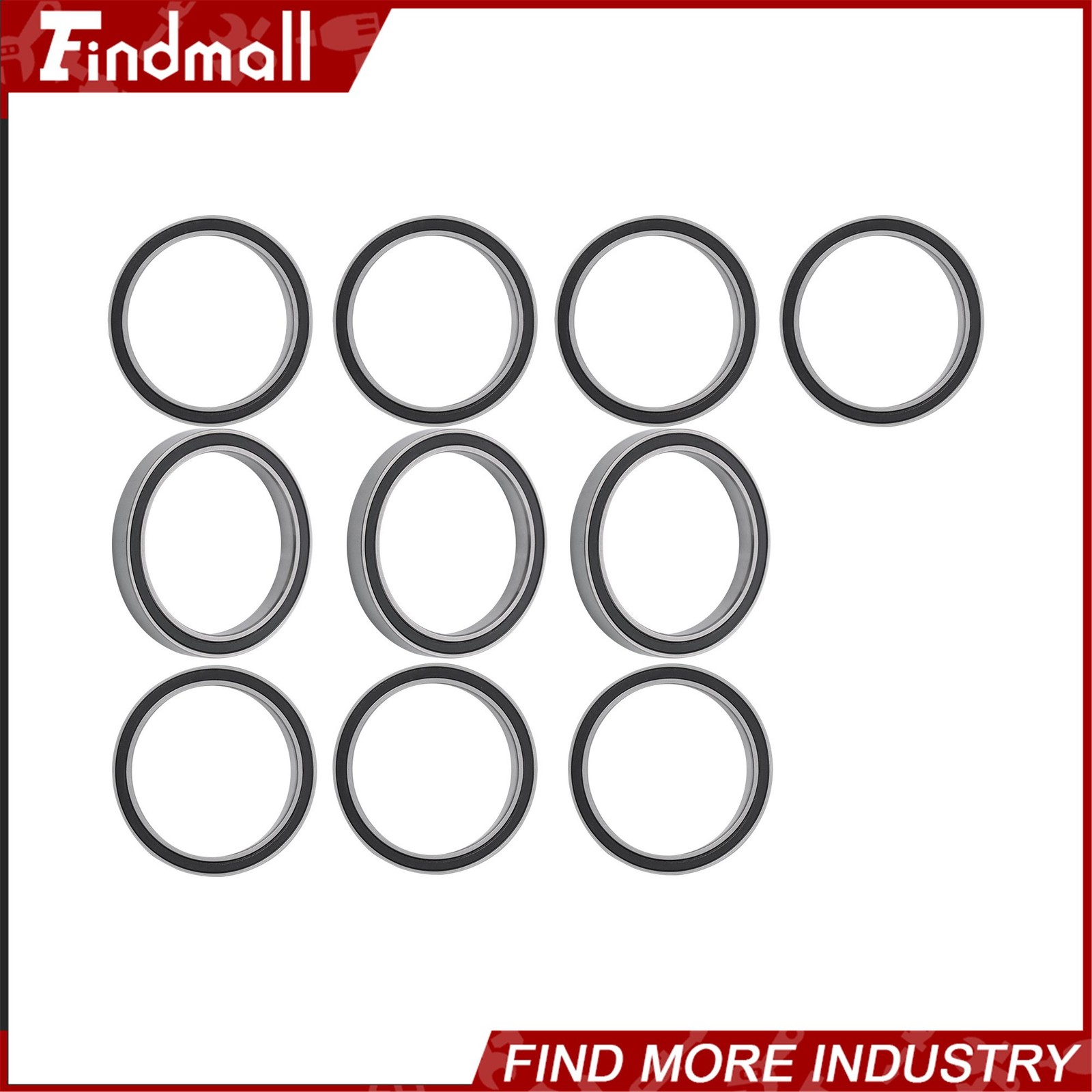 Findmall 6707-2RS Deep Groove Bearings 10pcs 35x44x5mm Rubber Sealed Pre-Lubed