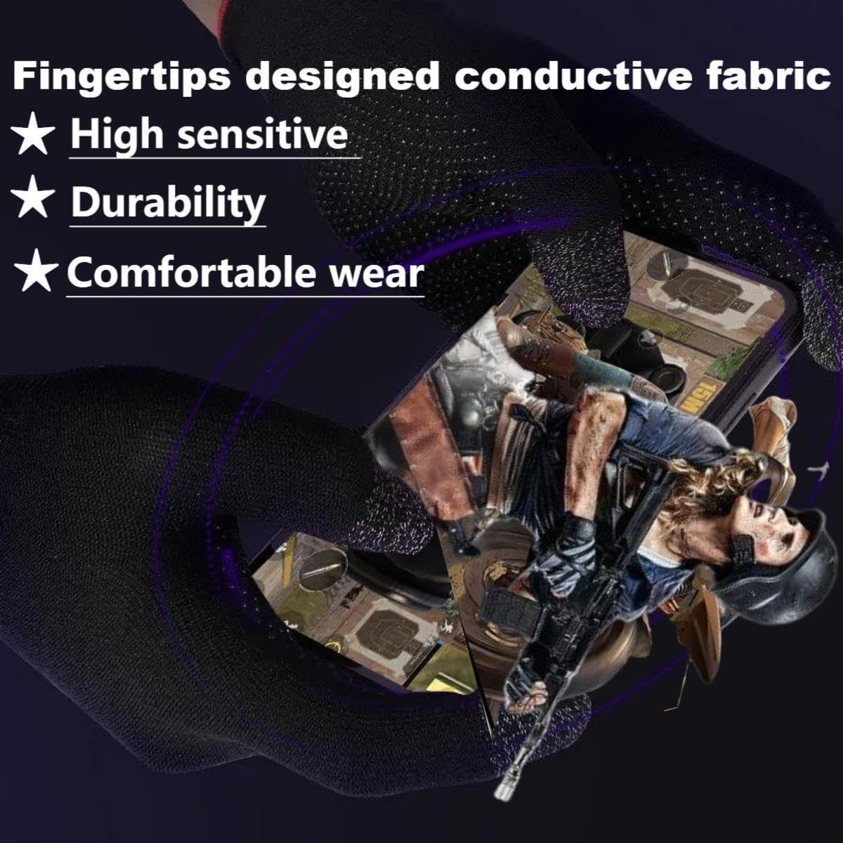 Mobile Game Gloves, Ultra-Thin Gaming Large, Black Gold