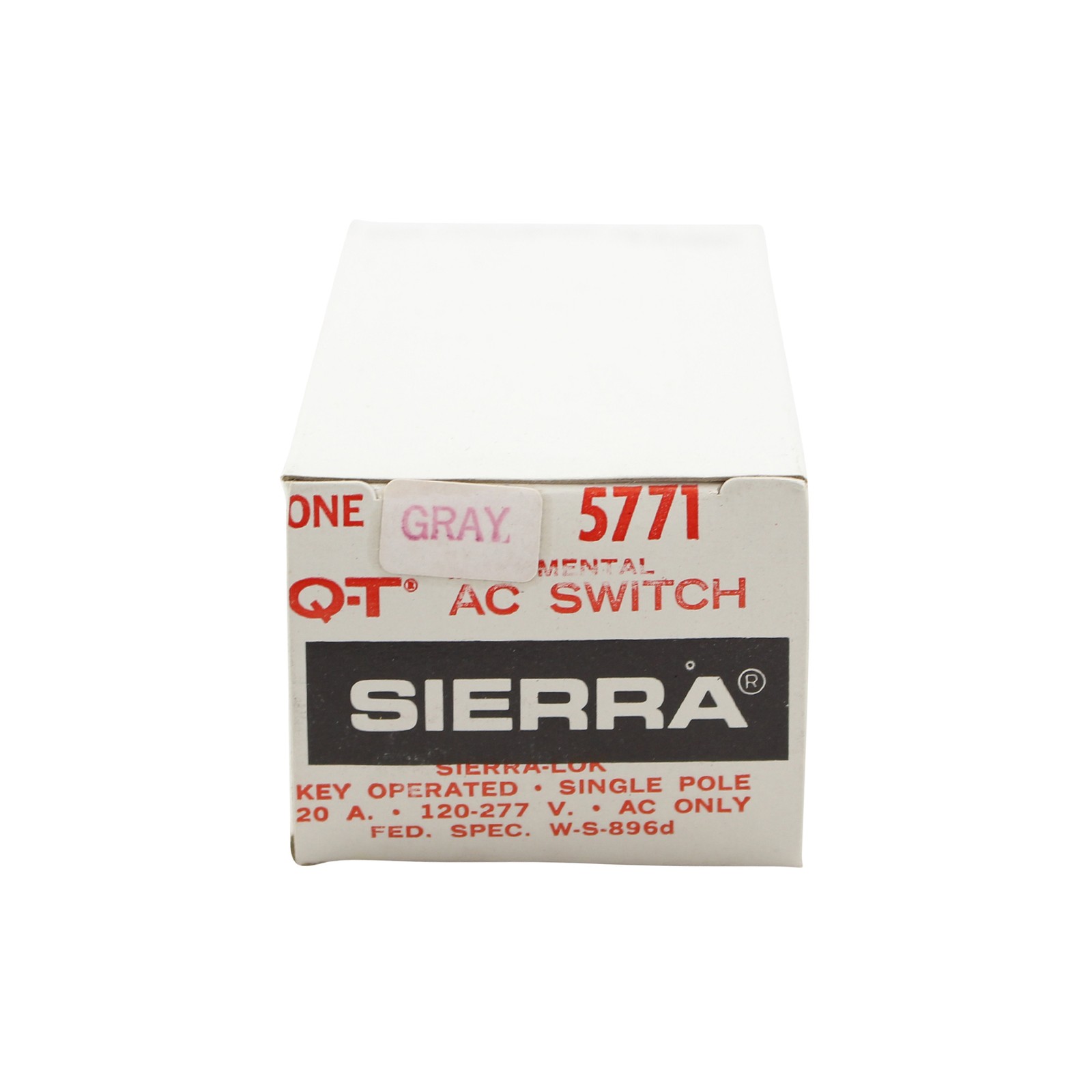 SOLA BASIC 5771 1-POLE SPEC GRADE AC LOCKING SWITCH, 20A 120/277V, GRAY