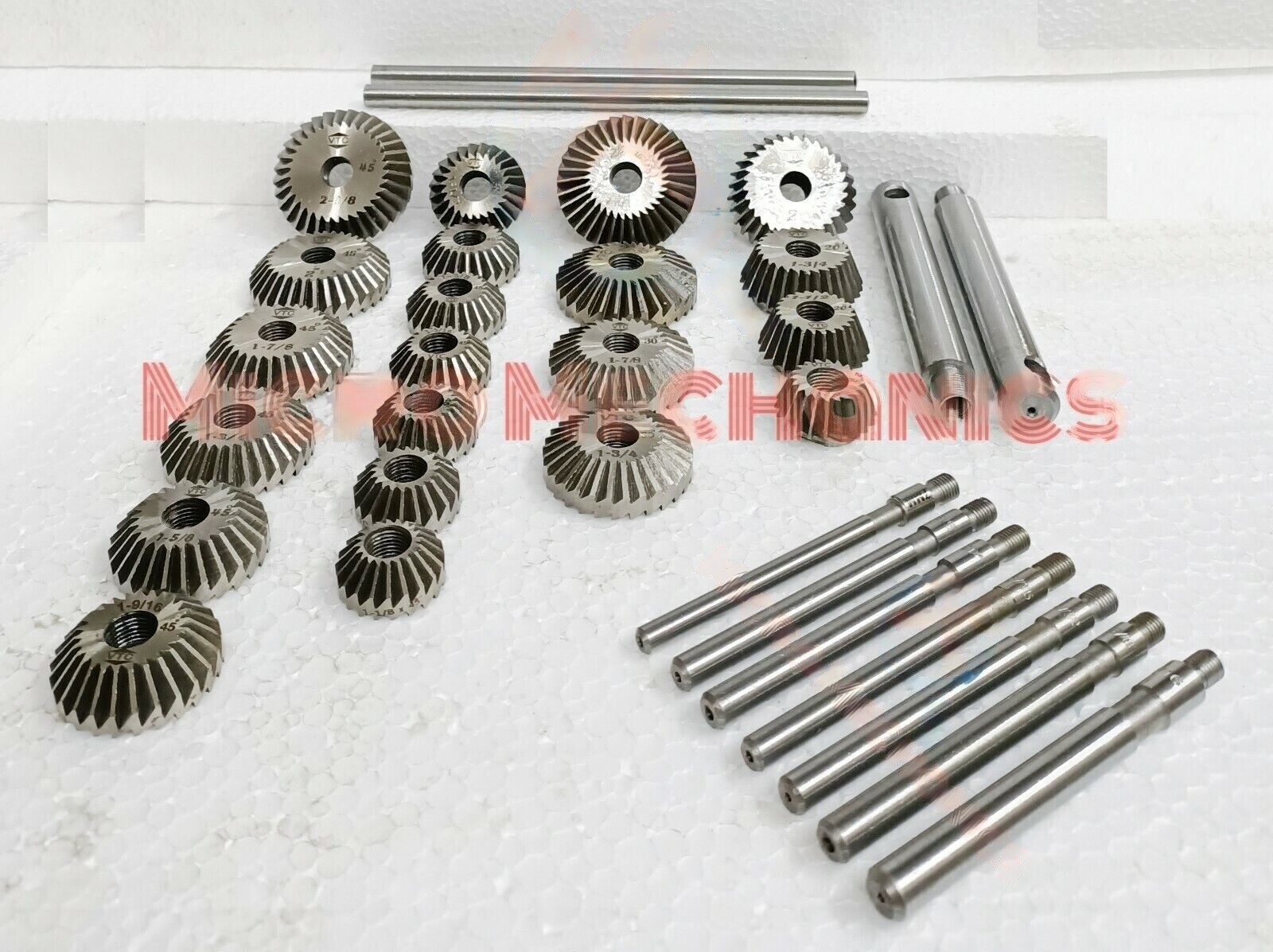34x VALVE SEAT CUTTER SET HIGH CARBON STEEL 21 CTR + 8 STEMS + 2 ARBOR + 2 RODS
