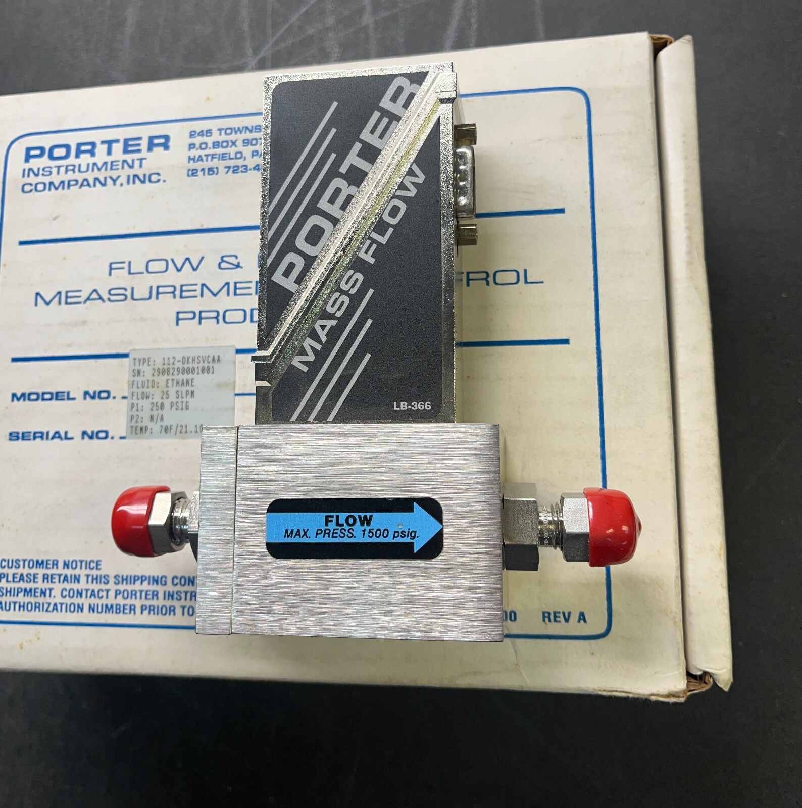 Porter Mass Flow LB-521-001 Type 112-DKHSVCAA LB-366 NOS