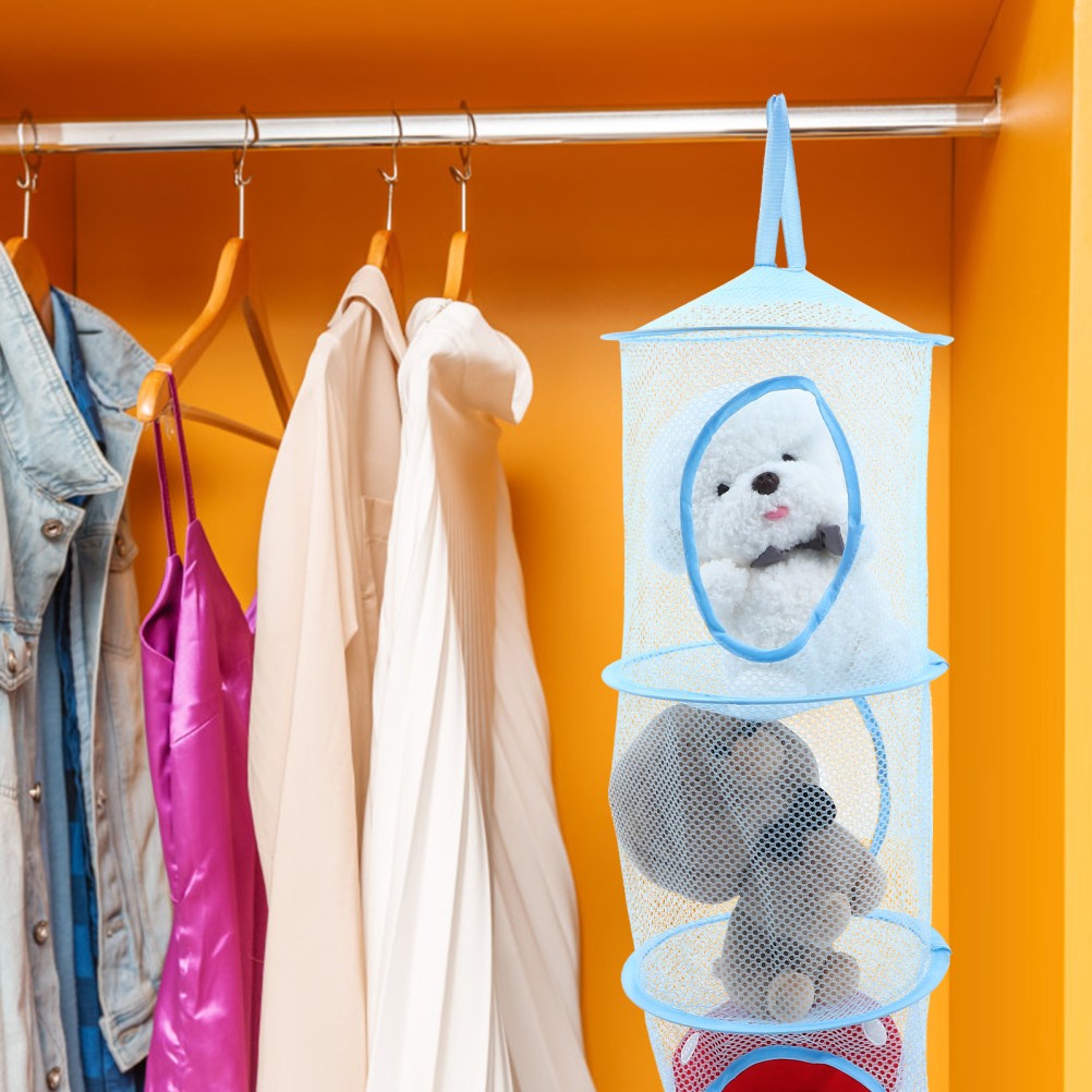 2 Pcs Foldable Hanging Mesh Drying Net Multi Layer Organizer For Plush Toys