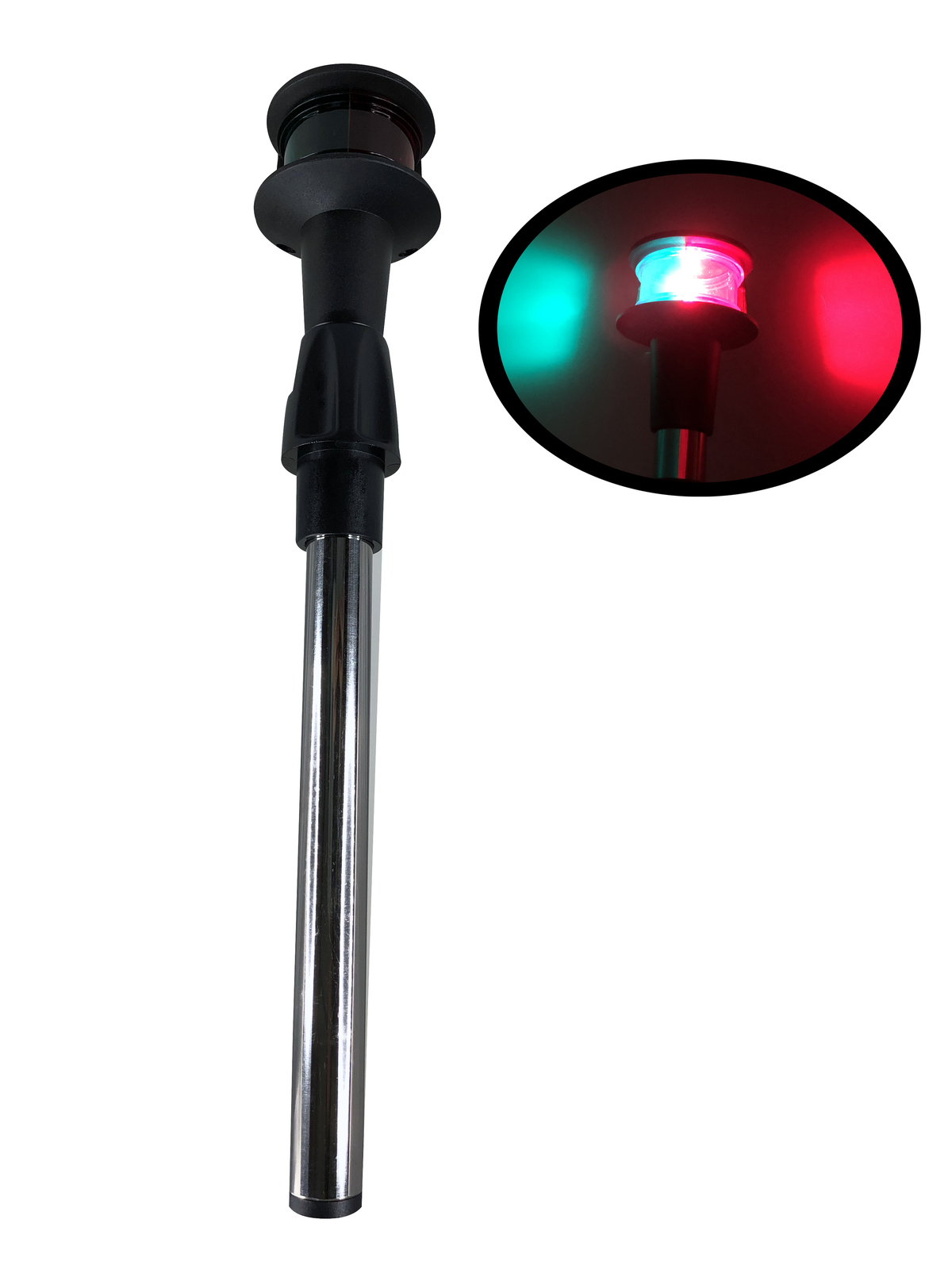 MARINE BOAT NAVIGATION RED GREEN BI COLOR 12" PLUG IN BOW LIGHT ALUMINUM POST