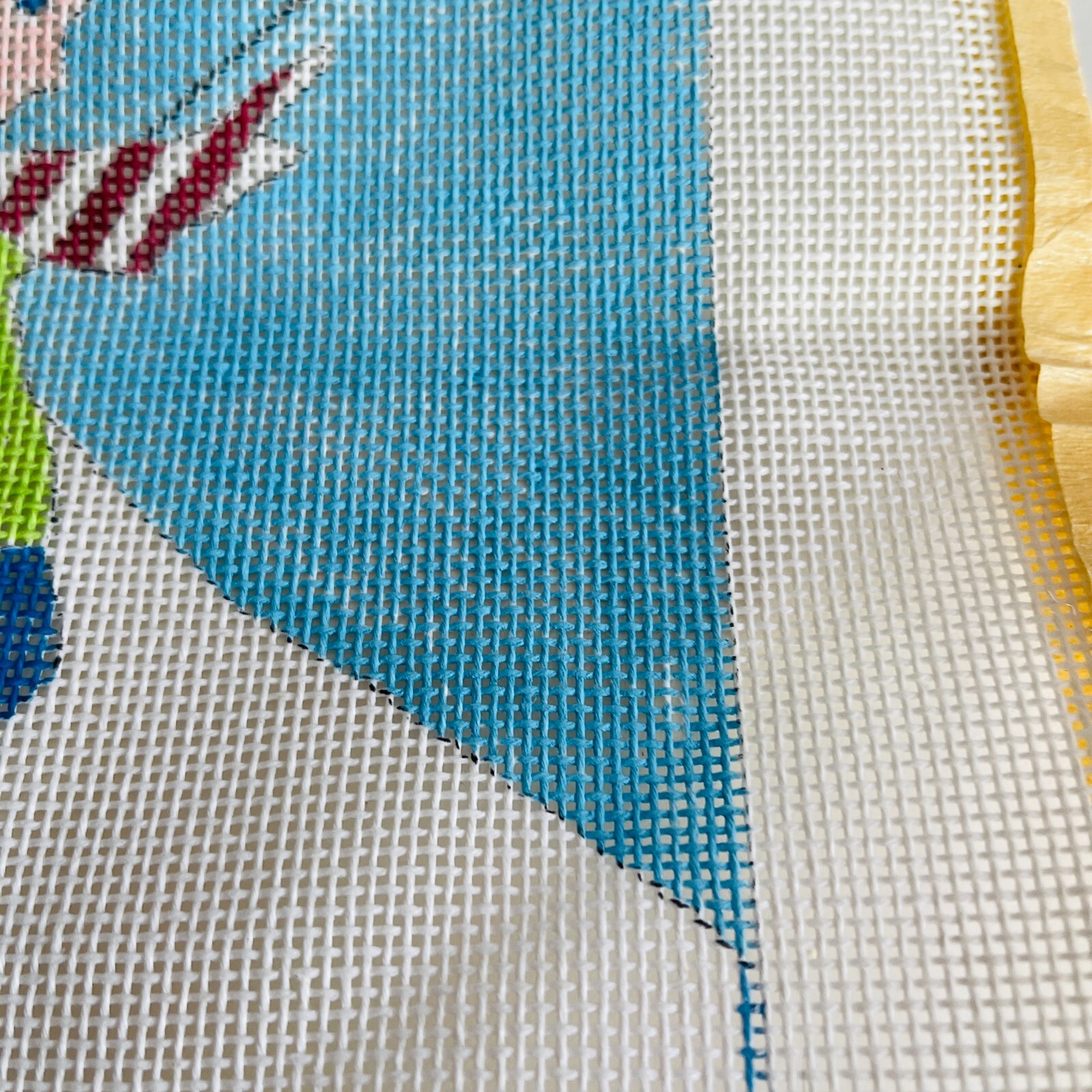 Hand Painted Needlepoint Pattern Canvas Boy Skiing Ski Scarf Blue Sky
