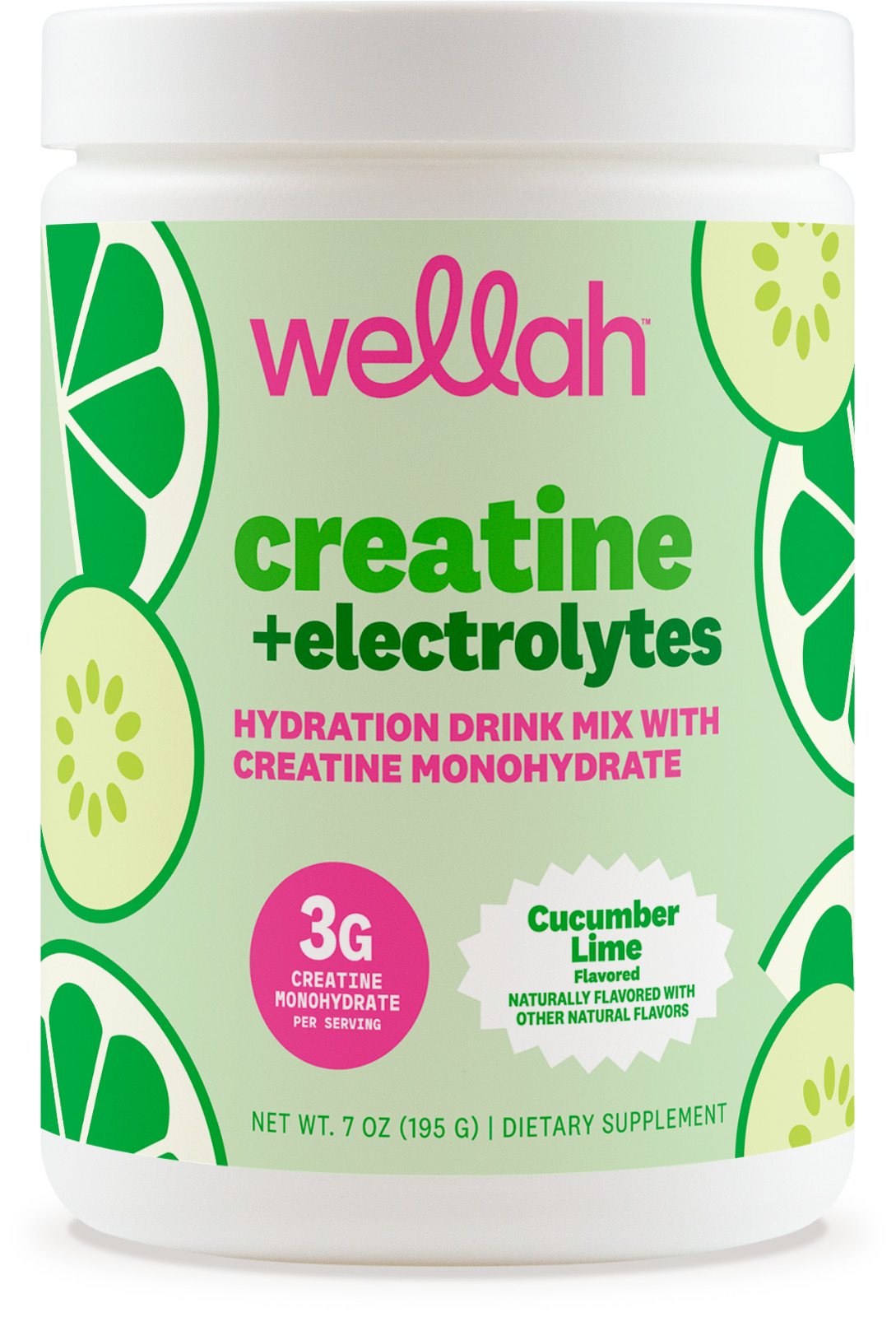 Wellah Creatine + Electrolytes Powder (Cucumber Lime) 30 Servings