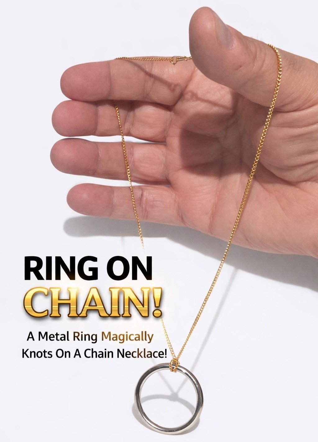 RING ON CHAIN Magic Trick Metal Toy Puzzle Linking Necklace Puzzle Pocket & Toy
