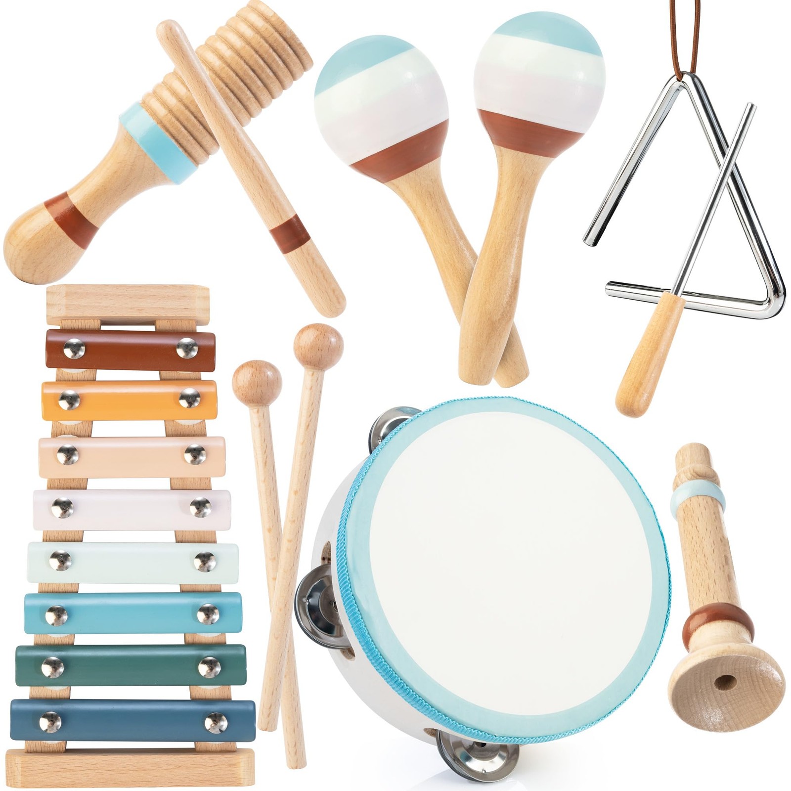 Baby Musical Instruments | Montessori Wooden Toys for Toddlers, Neutral Color...