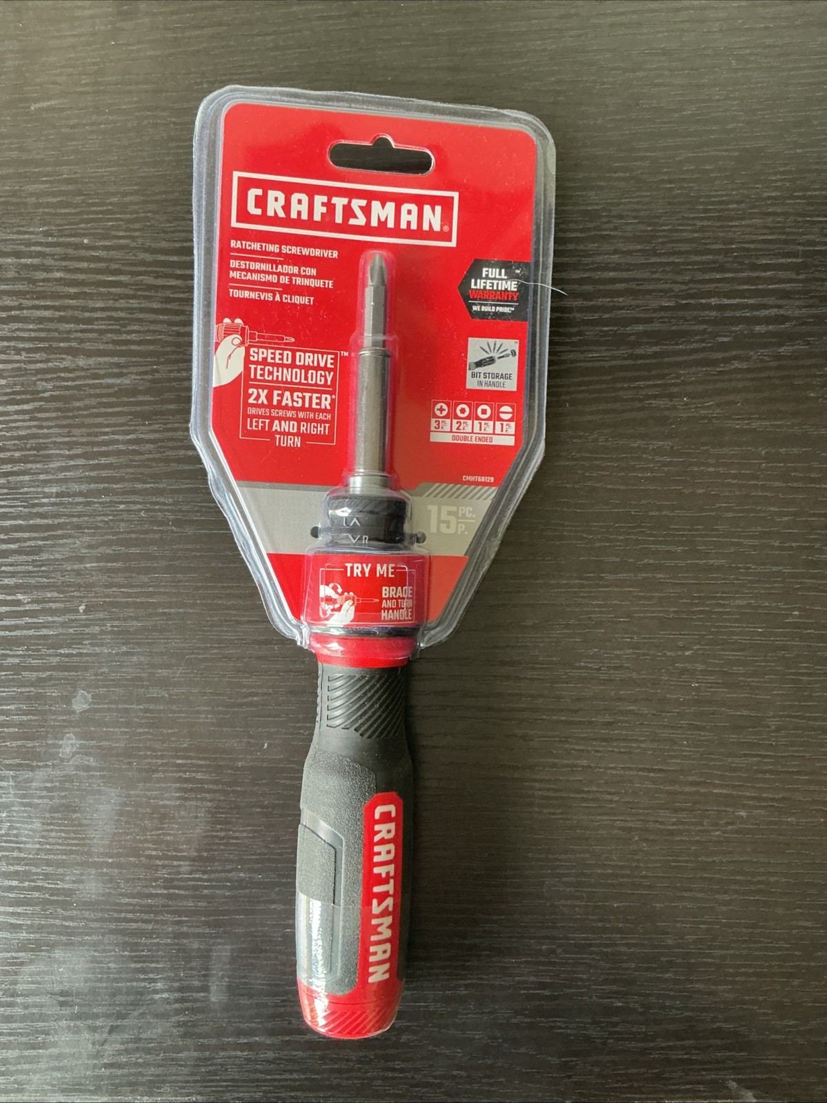 CRAFTSMAN CMHT68129 Ratcheting Screwdriver, SpeedDrive with 7 double ended bits