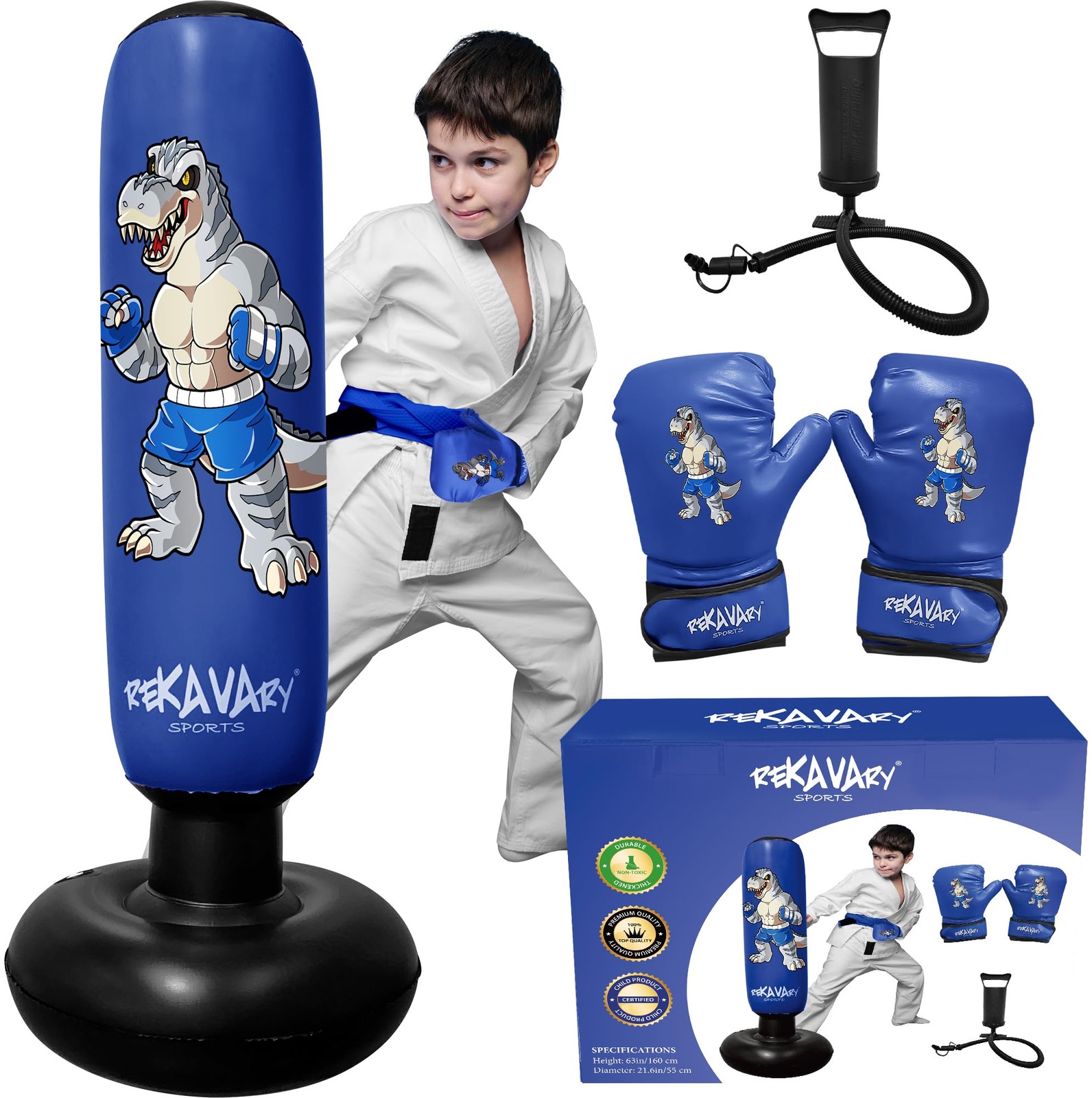 Punching Bag for - 5' 3" Tall and Stable - Ninja Inflatable Punching Bag Comb...