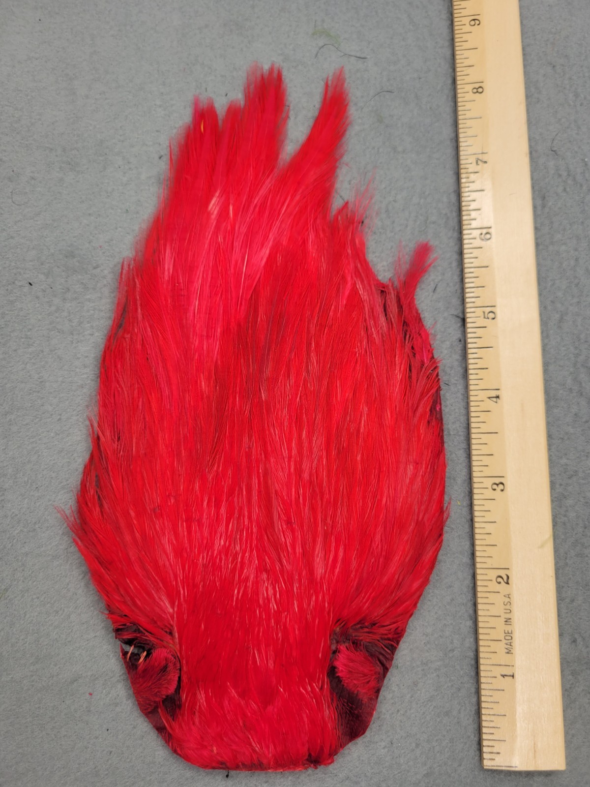 Lot 198,  Grade B,  DYED RED India Rooster Streamer Neck Cape Feathers