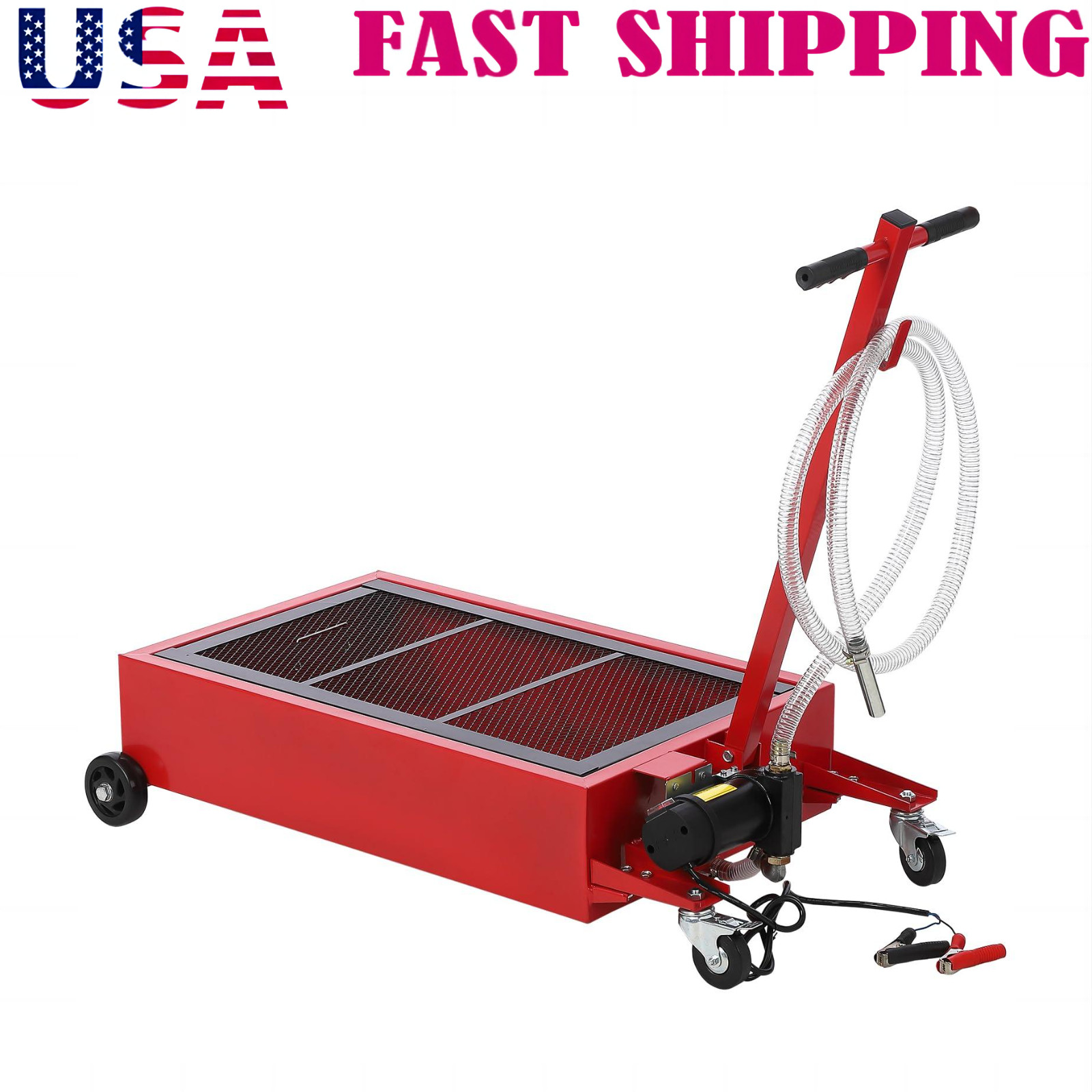🔥20 Gallon  Car SUV Truck Low Profile Oil Drain Tank Pan Tray with 12V Pump Hos
