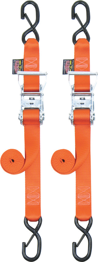 Powertye 30579-S Ratchet Tie-Downs 1-1/2x6.5ft Orange 6000lb Made in USA