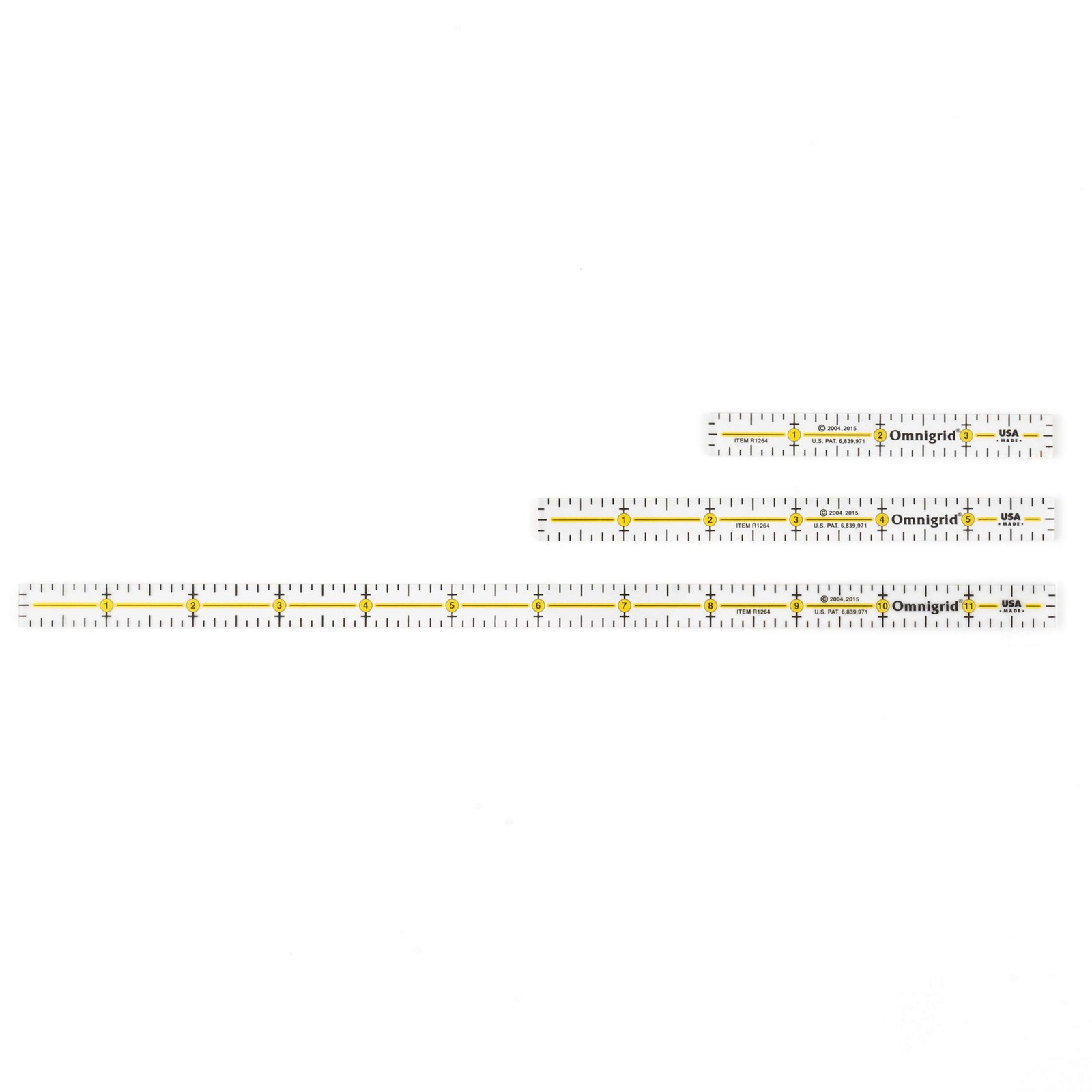 Dritz Omnigrid Marking Ruler Trio Set with Lengths 4", 6", 12" Clear