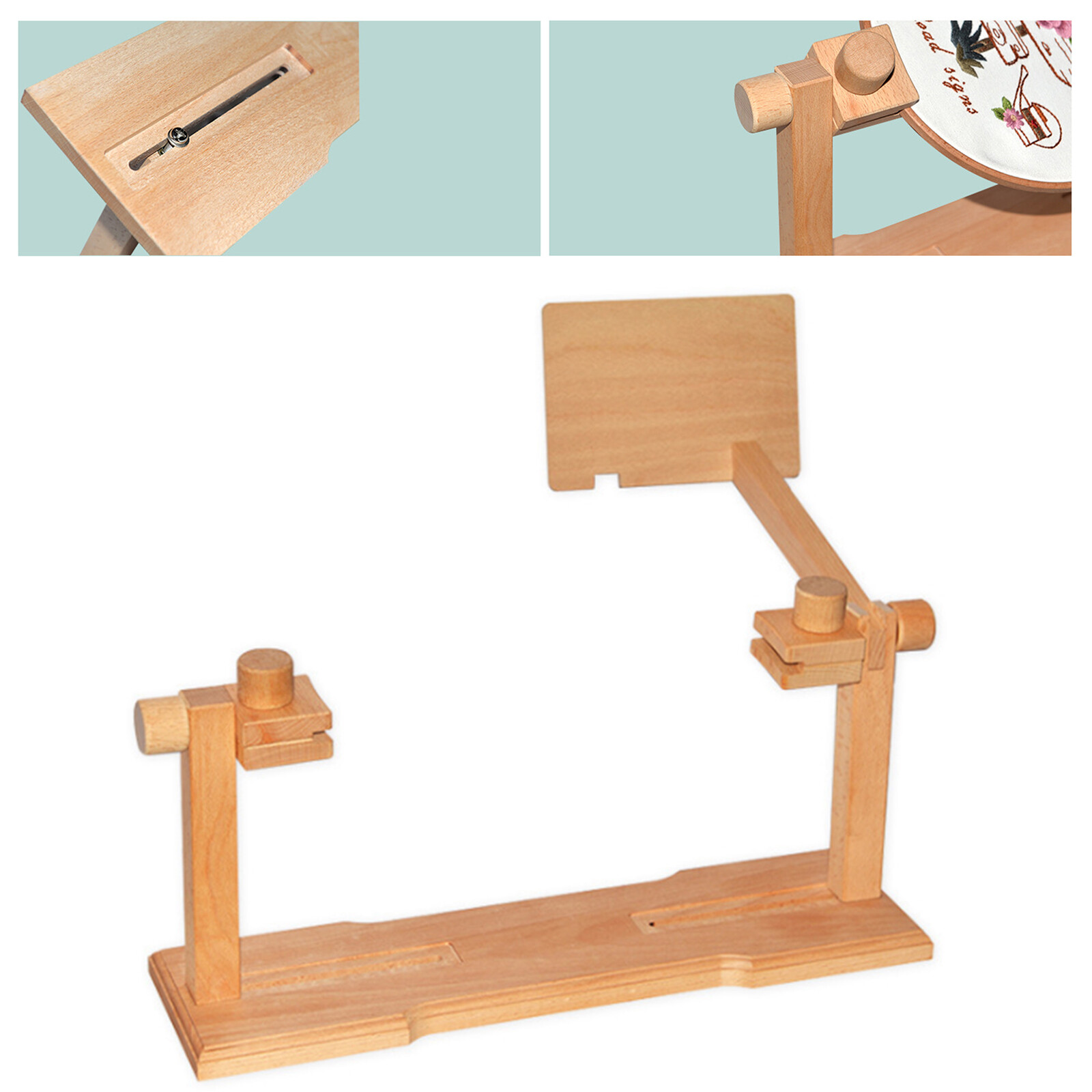Adjustable Wood Frame Embroidery Lap Stand Stitch Cross Rack Needlework Holder