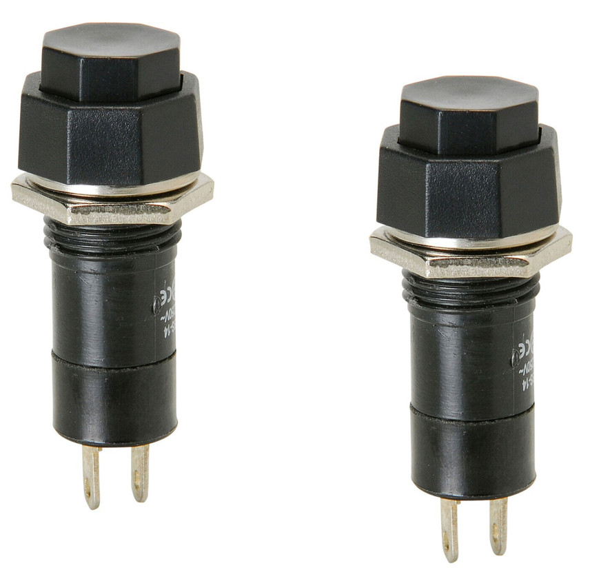 2-Pack SPST Hex Push Button Switch Click On/Click Off 3A 125V