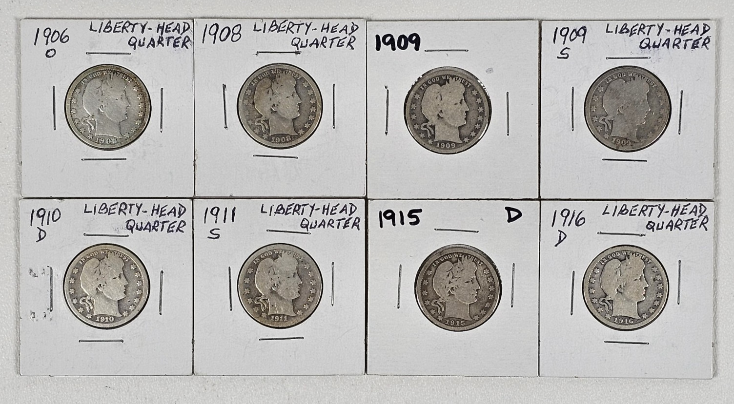 1906 O+Standing Liberty Quarters $2 FV Lot Of 8-90% Silver Coins Free Shipping