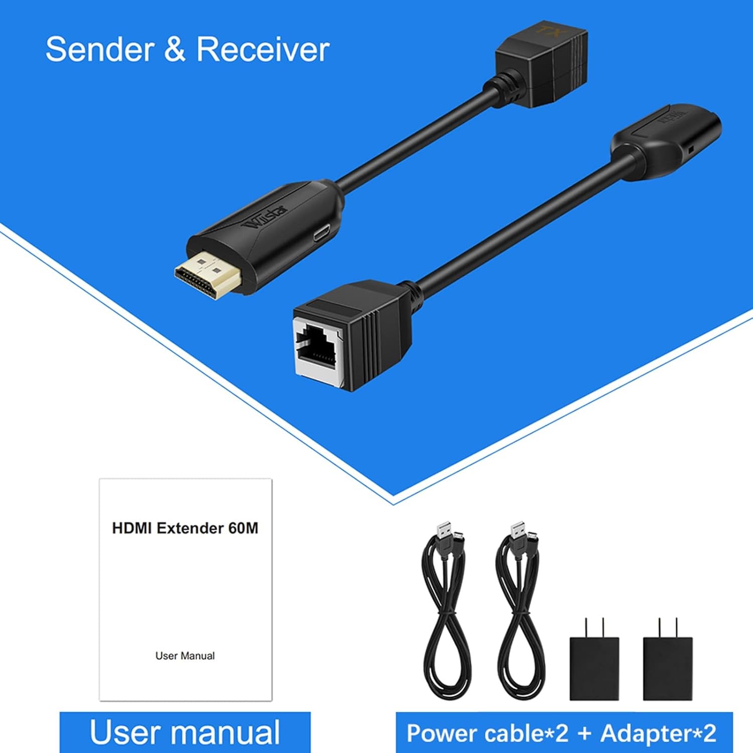 Wiistar HDMI Extender Over Cat5e/6 to RJ45 Ethernet Black
