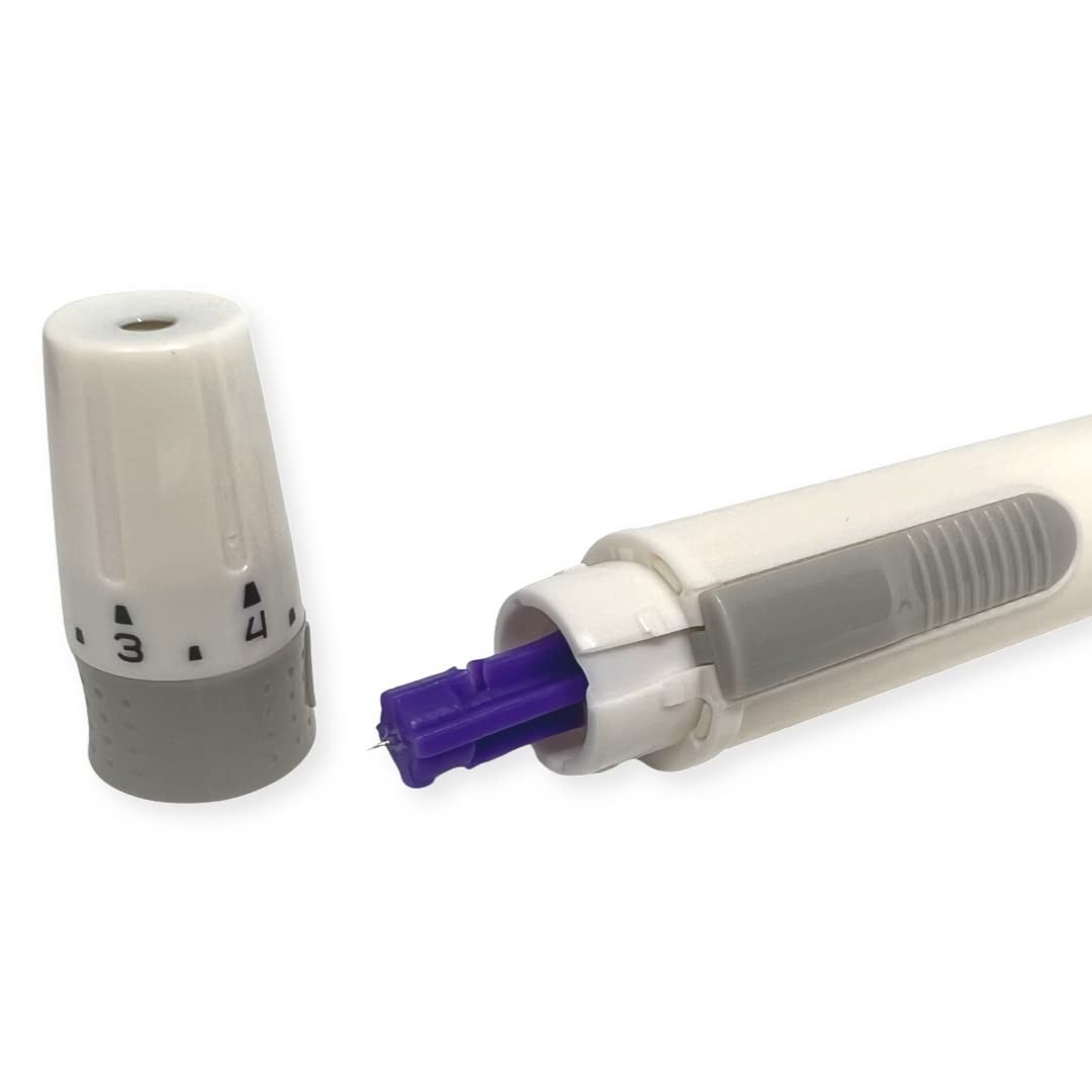 One Step Lancing Device & 100 1 x + 100 x 30g Lancets, Purple