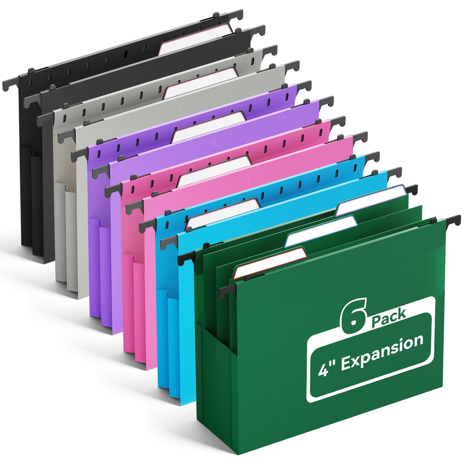 Plastic Hanging File Folders Letter Size, Expandable 4 Inch File Folders with...