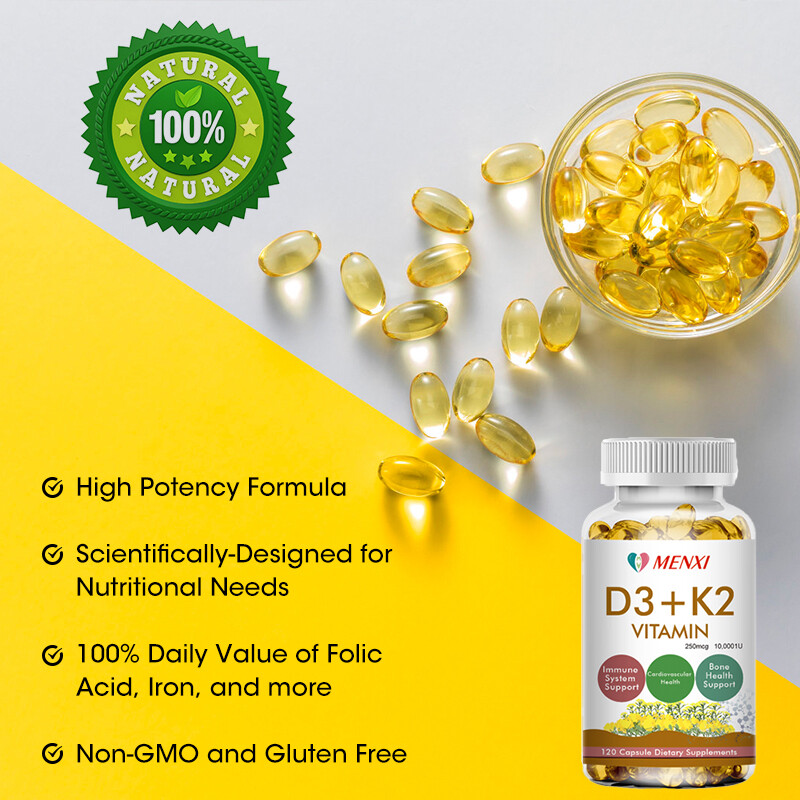 Vitamin D3 & K2 10,000IU MK7 Softgels For Bone Blood Heart Health Immune Support