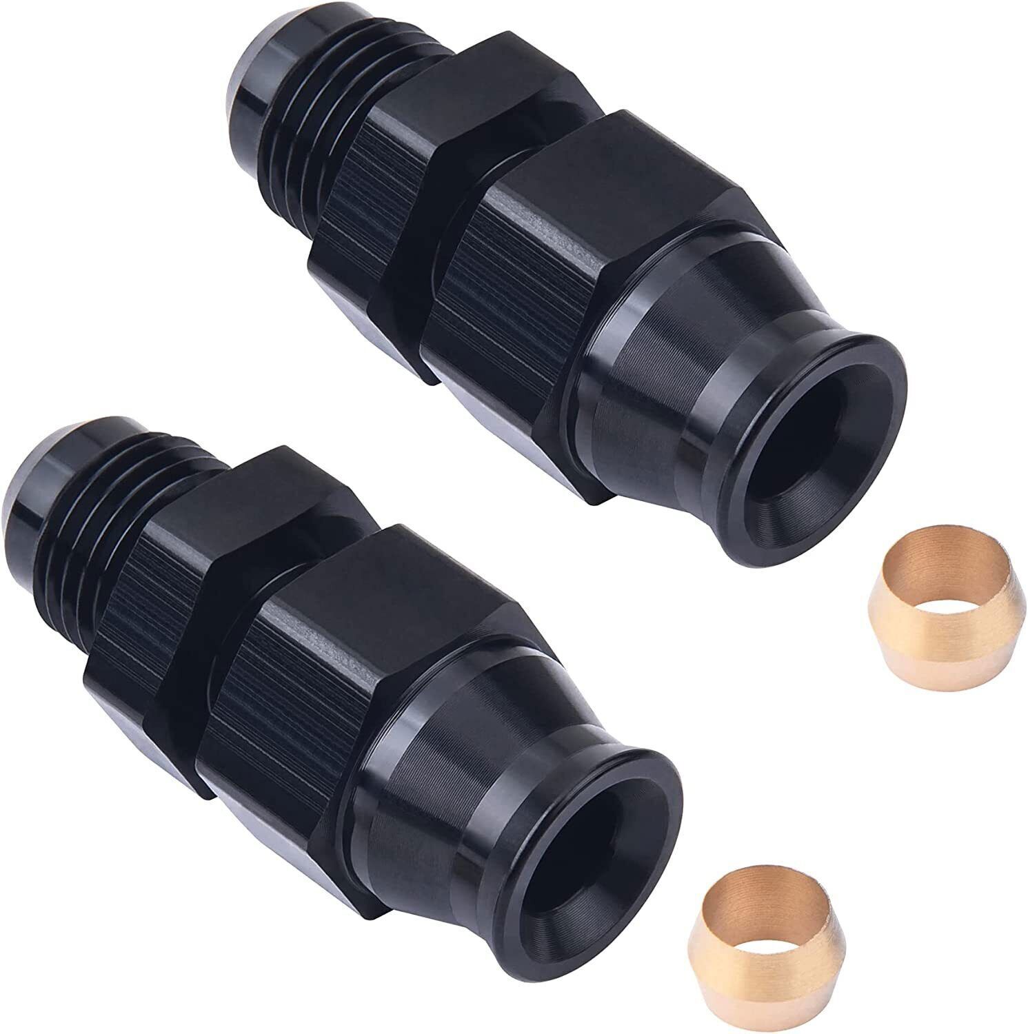 6AN To 3/8" Tube Hardline Fuel Line Adapter Fitting Tubing compression 2PCS