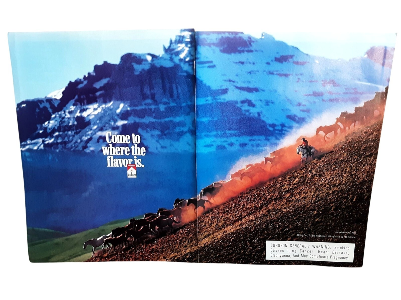 2000 Marlboro Come To Where The Flavor Is Western Horses Cowboy Vintage Print Ad