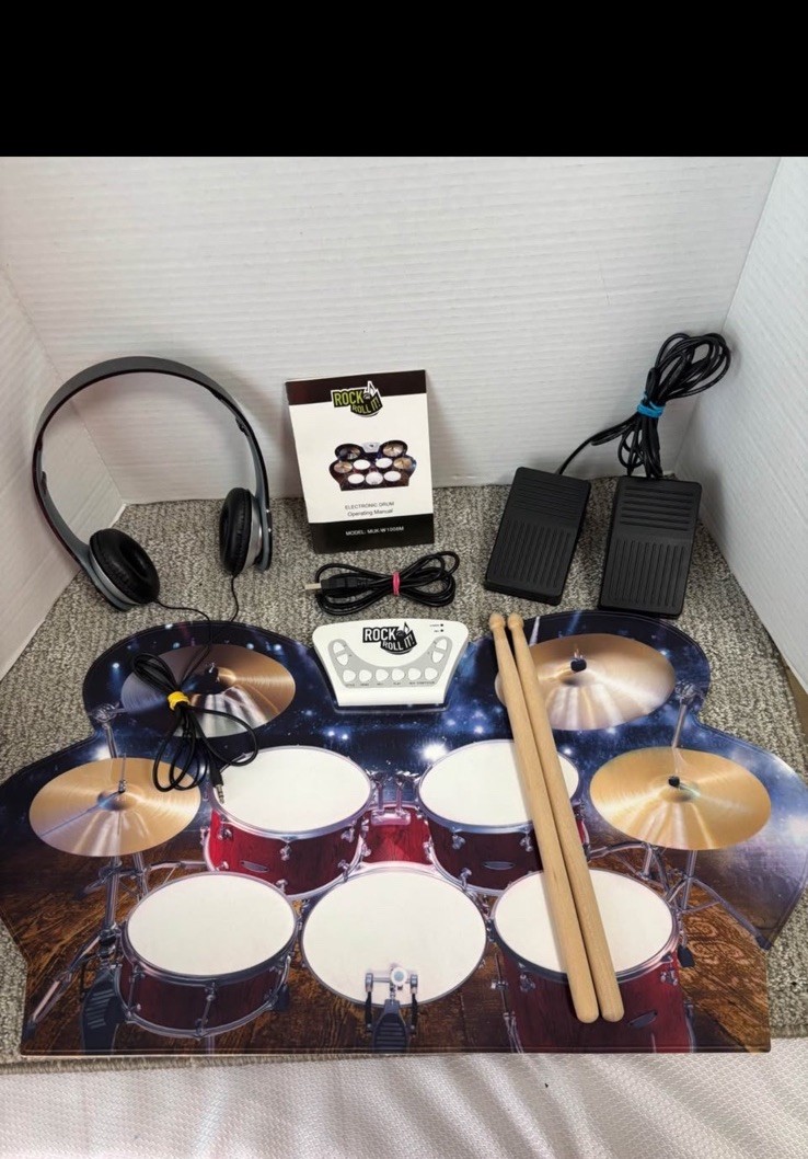 Rock And Roll It Roll Up Electronic Drum Set MUK-W1008M Tested Complete
