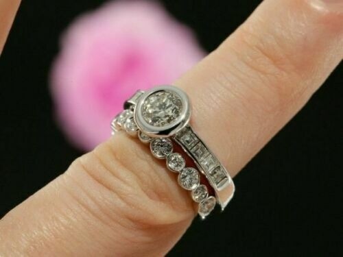 White Diamond Round Cut 1.20 Ct Lab-Created Wedding Ring Set 925 Sterling Silver
