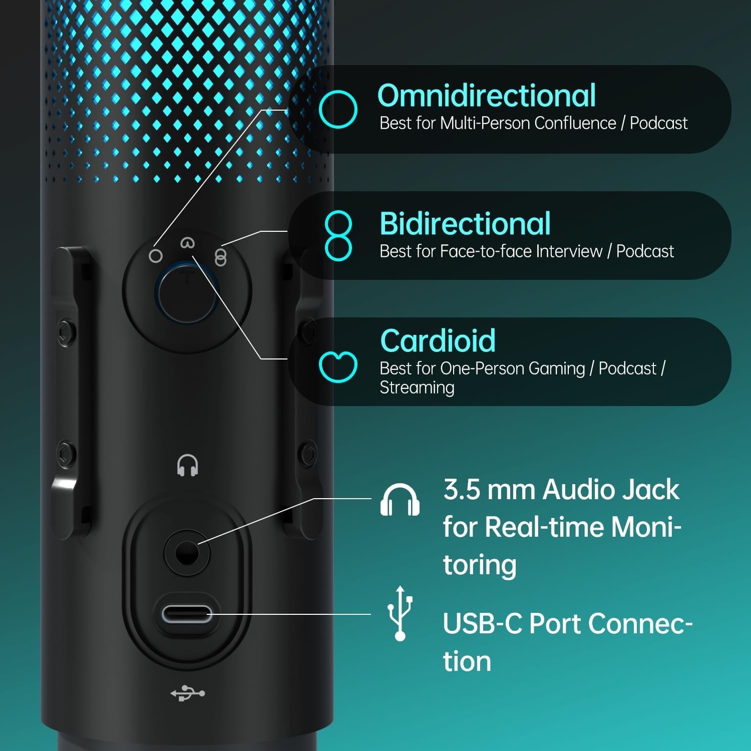 JARO USB Multi-Polar Pattern Condenser Microphone T35-3