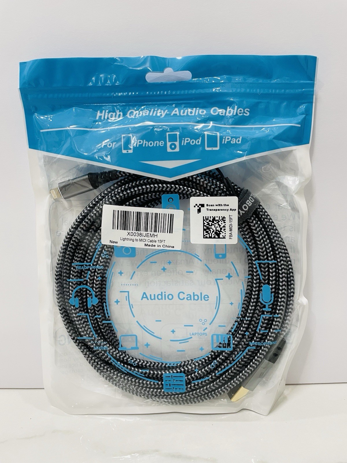 Lightning To Midi Cable 15 Ft High Quality Audio Cables