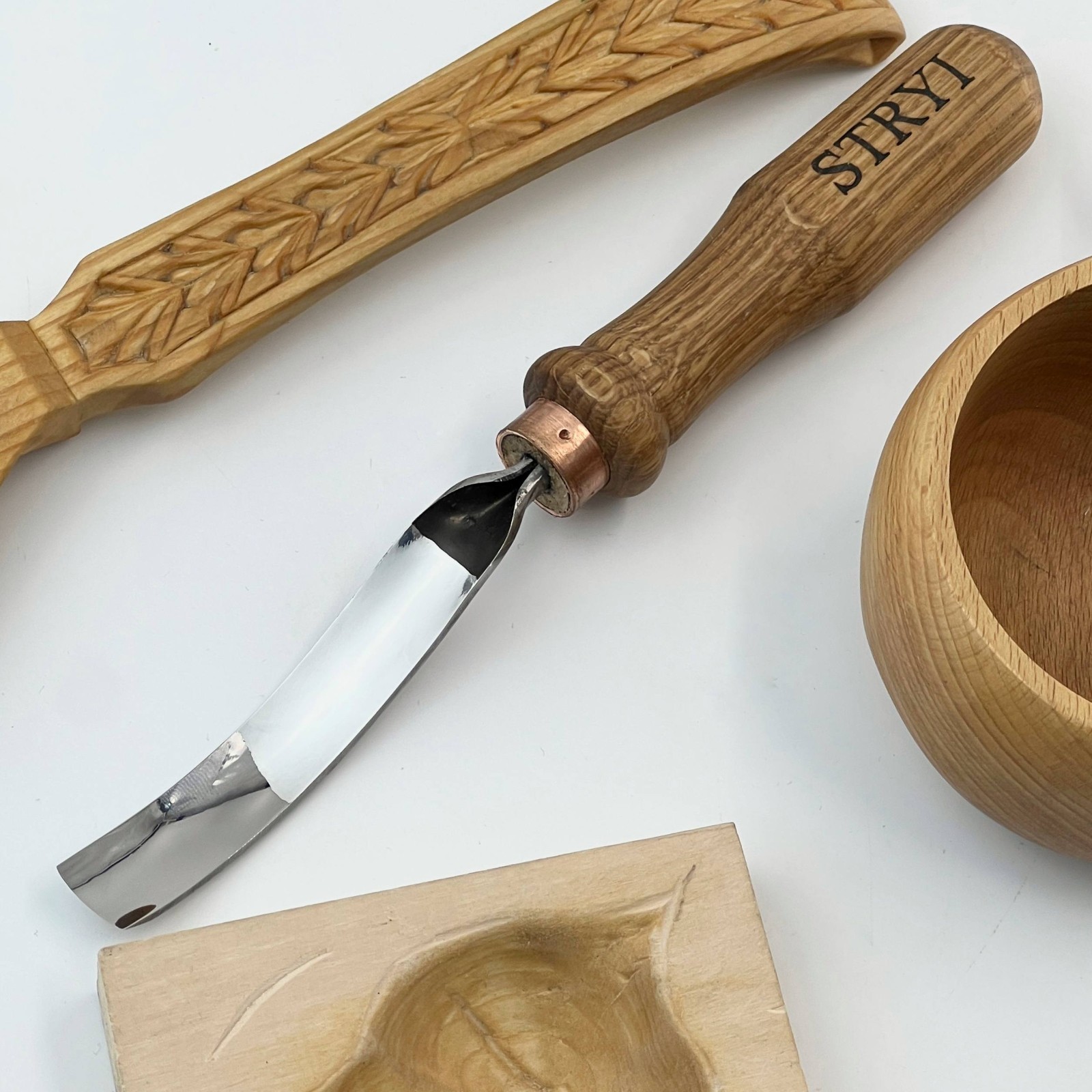 Spoon Wood carving set 4 pcs, Carving tools, Hook knife, STRYI Profi