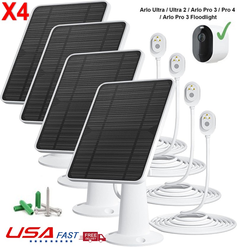 4X Solar Panel for Arlo Ultra / Ultra 2 / Pro 3/ Pro 4 /Pro 3 Floodlight/Go 2 4W