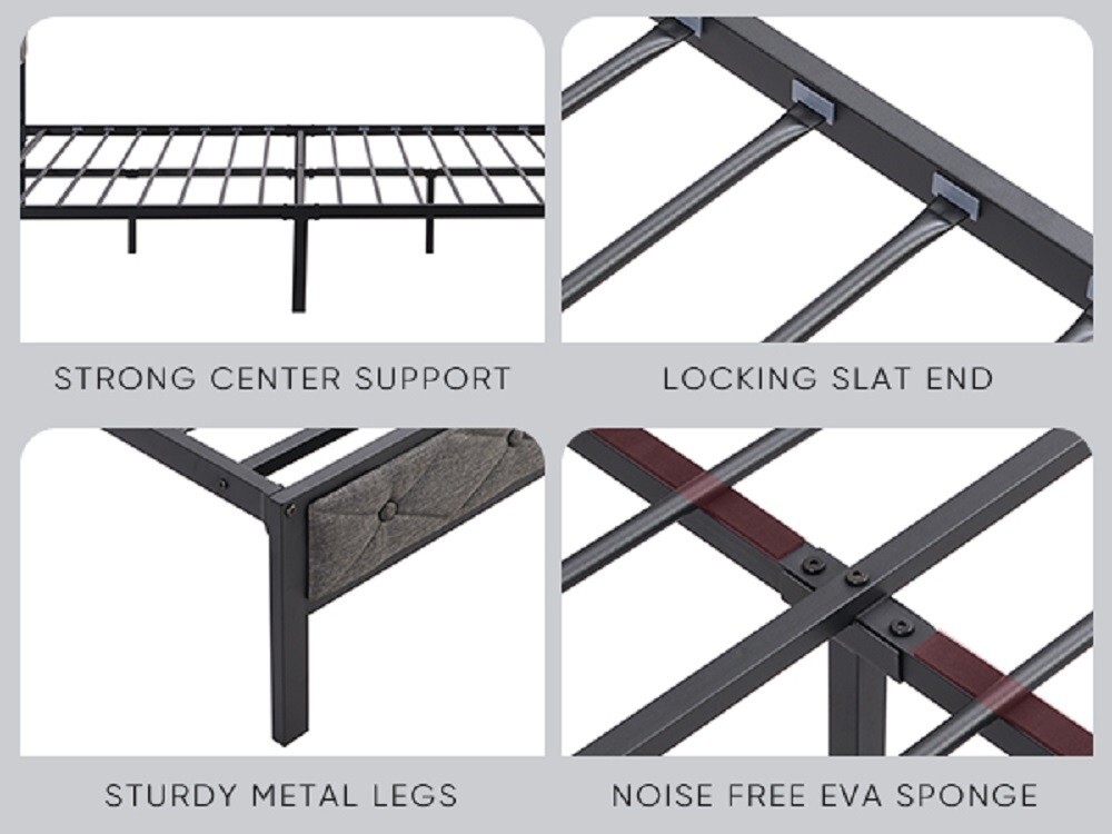 Full Size Bed Frame w/ LED Headboard, Storage & Platform, Outlet, USB Ports
