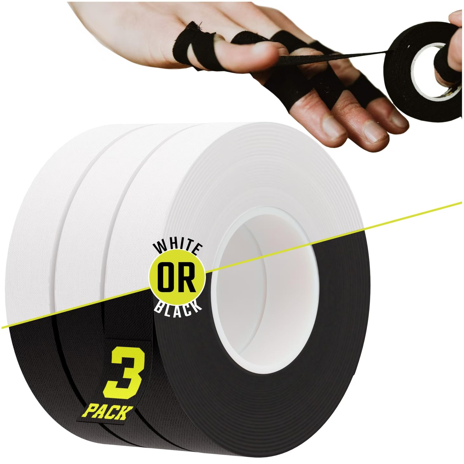 EAGLES Finger Tape 2, 3, 6 or 12 Pack Black or White | Residue Free Skin Frie...